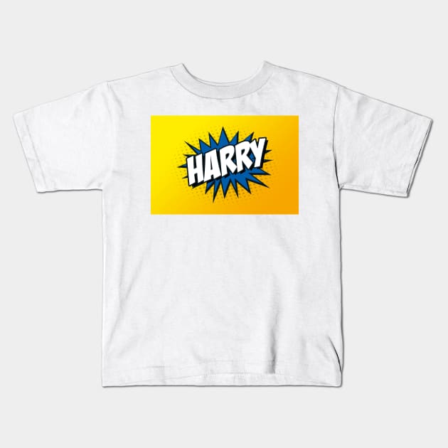 Personalised 'Harry' Kapow Wow Cartoon Comic Style Design Kids T-Shirt by LTFRstudio